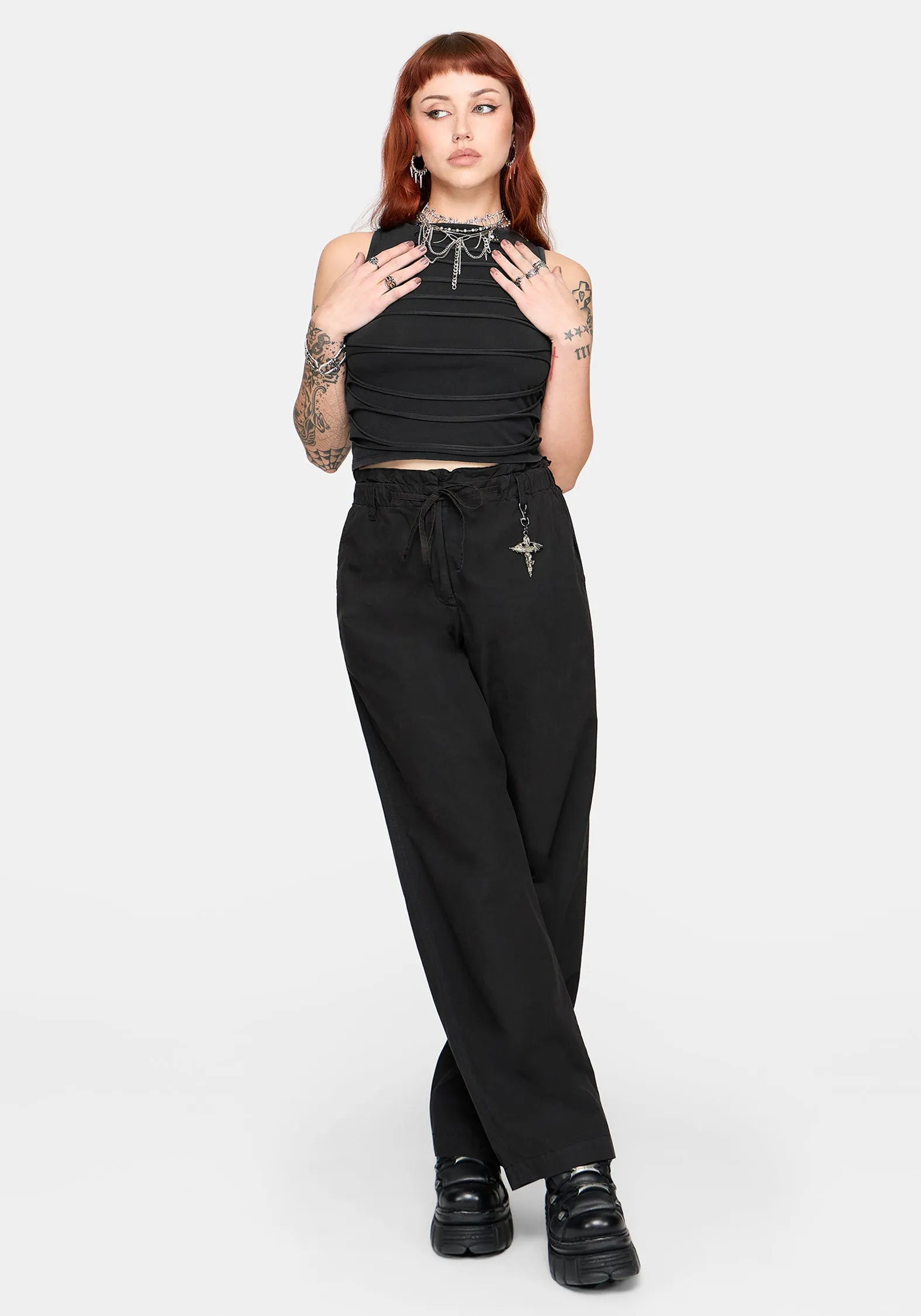 Zuri Distressed Slash Neck Tank Top sold by Disturbia product image thumbnail 5
