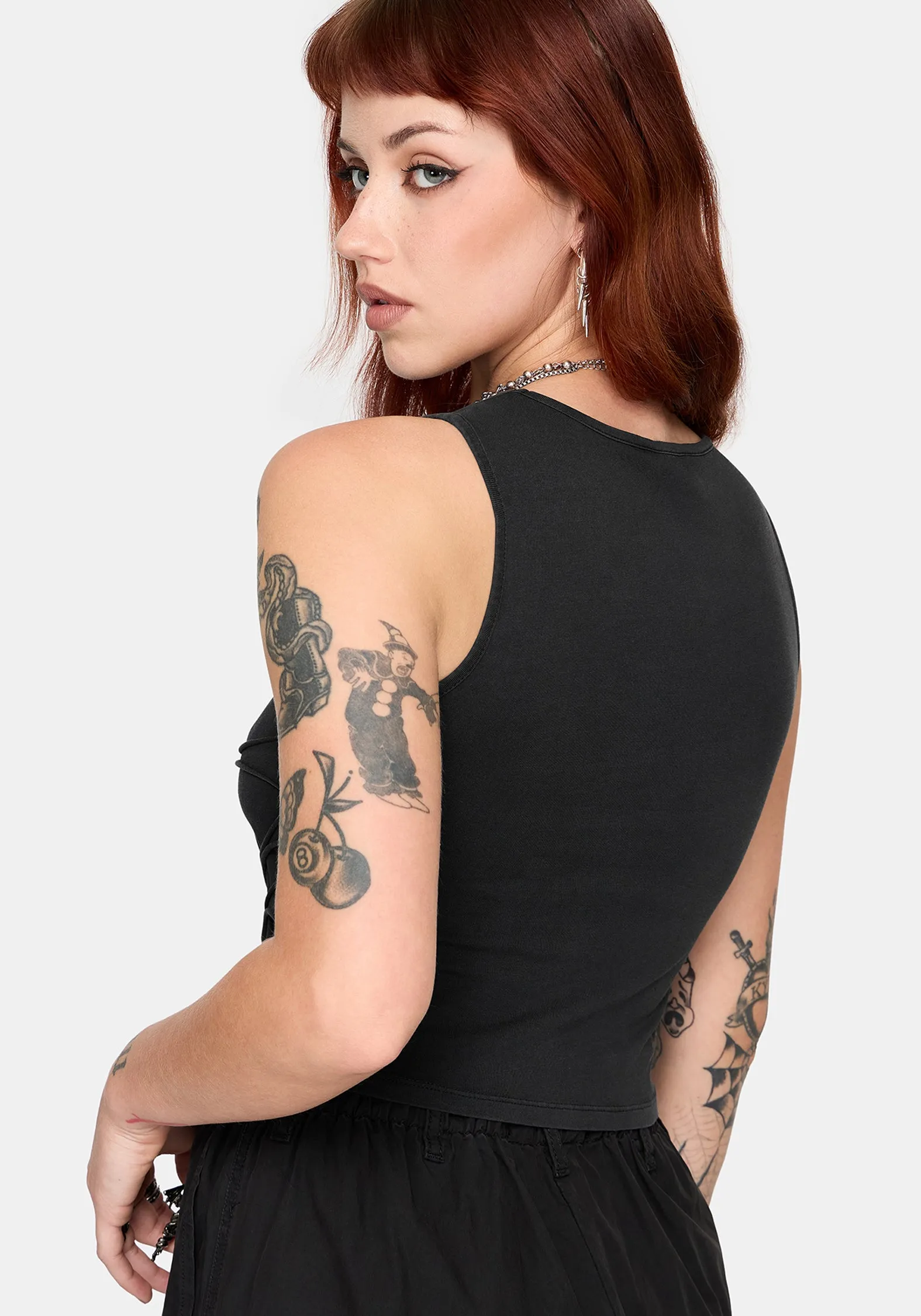 Zuri Distressed Slash Neck Tank Top sold by Disturbia product image thumbnail 3