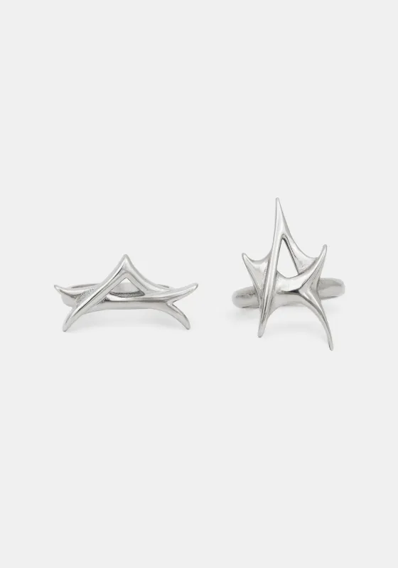 Crixel Spike Stainless Steel Rings Set of 2 made by Disturbia