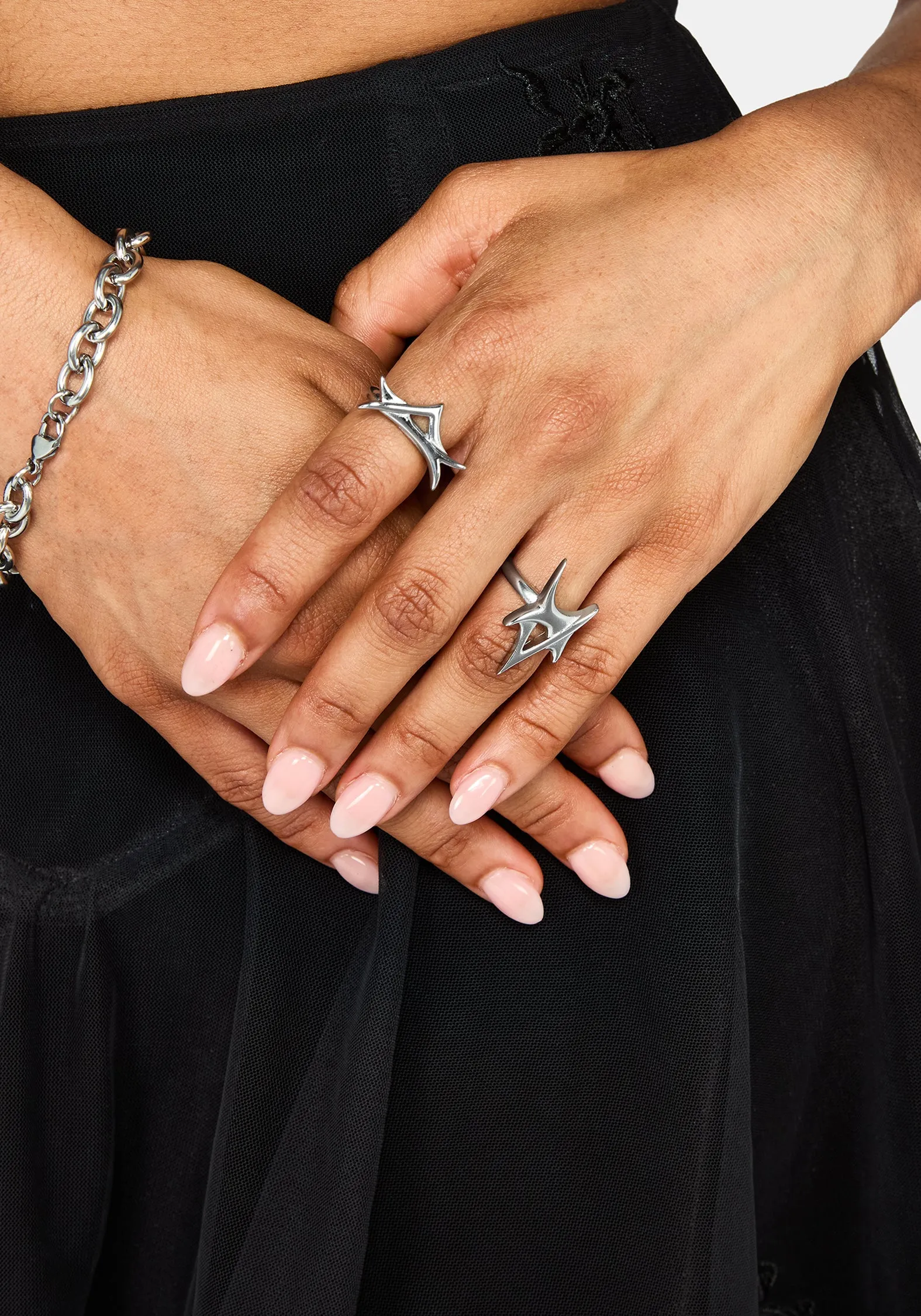 Crixel Spike Stainless Steel Rings Set of 2 sold by Disturbia product image thumbnail 2