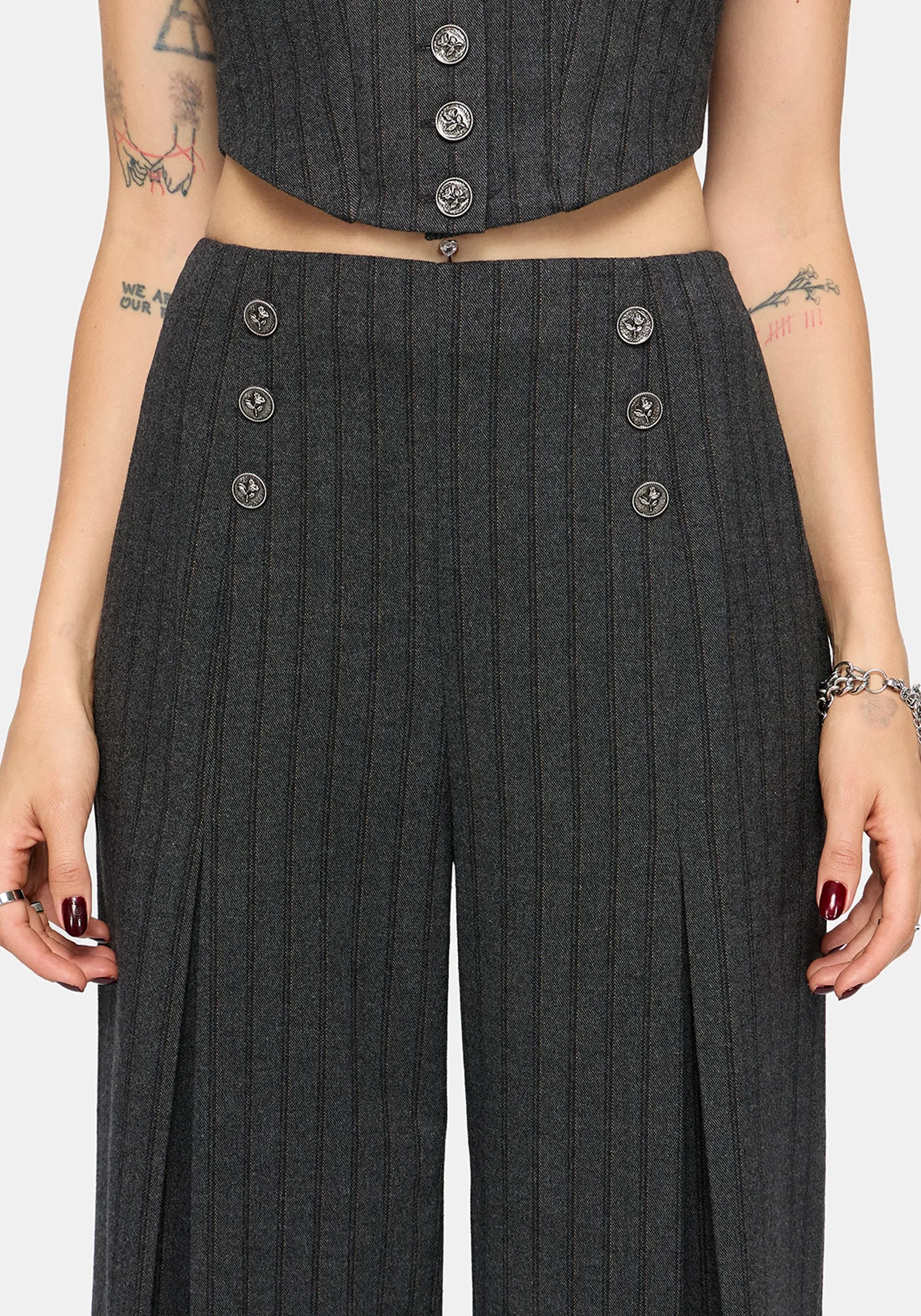 Blair Pinstripe High Waist Tailored Trouser sold by Disturbia product image thumbnail 2
