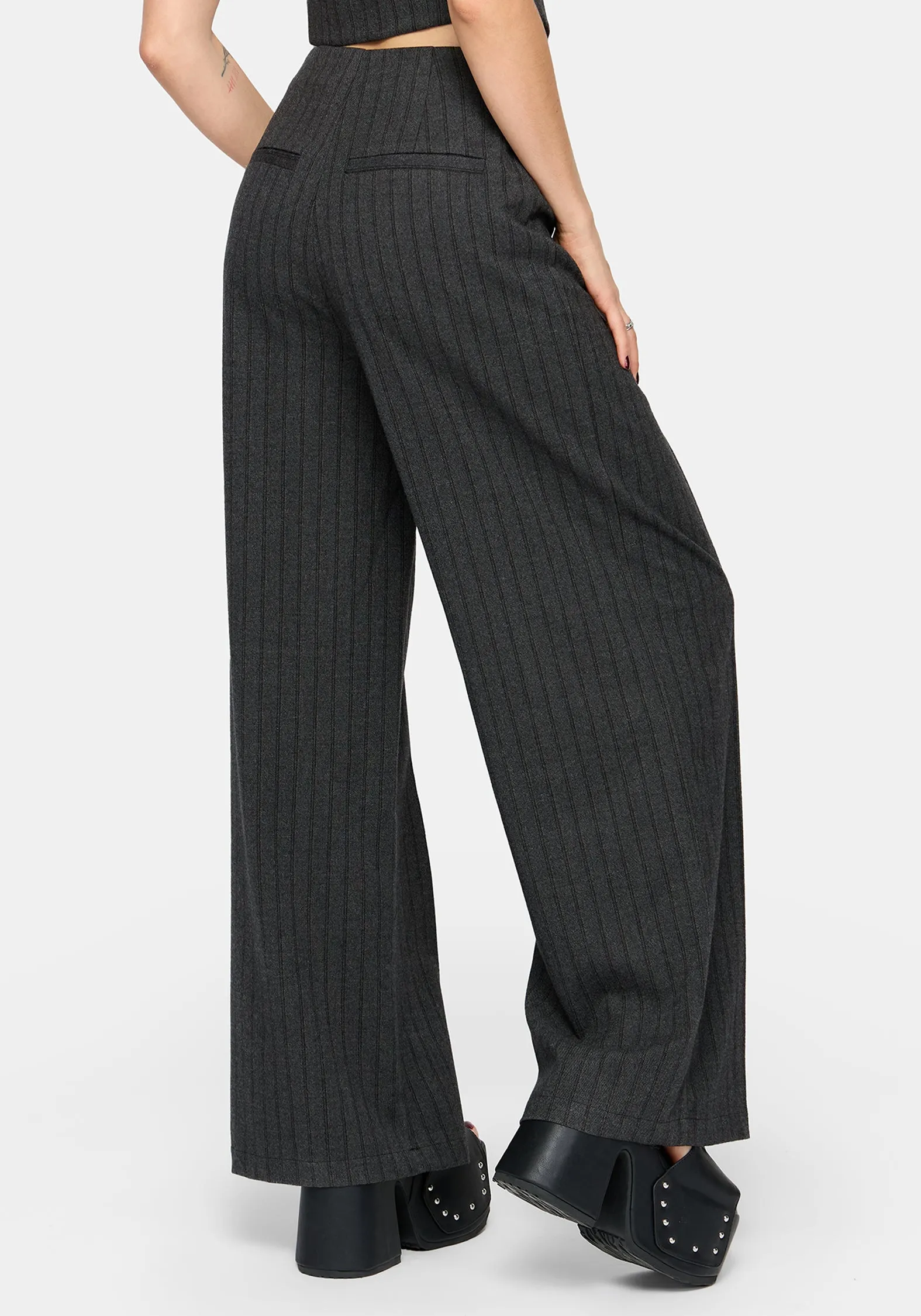 Blair Pinstripe High Waist Tailored Trouser sold by Disturbia product image thumbnail 3