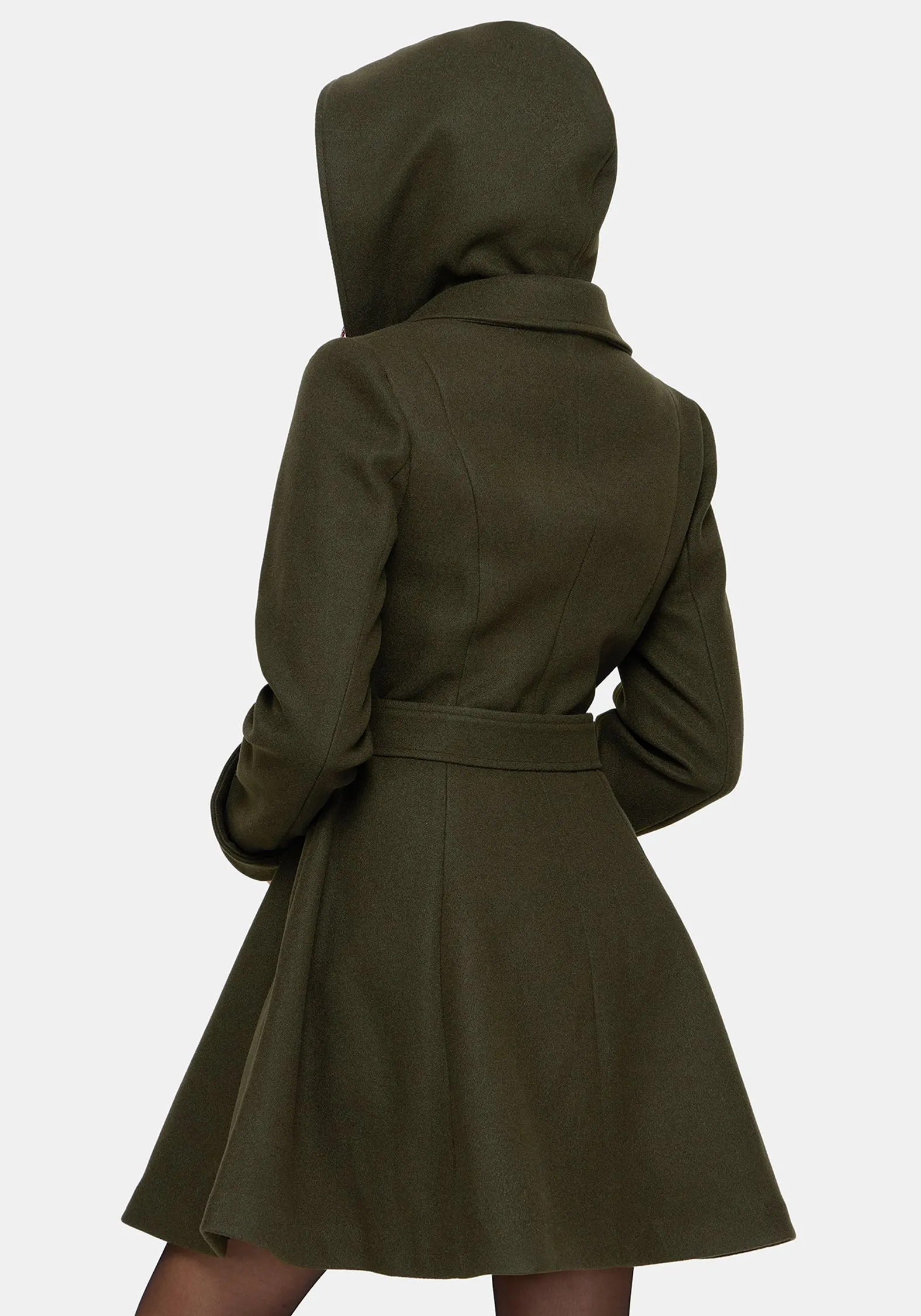 Cyrene Belted Removable Hood Coat sold by Disturbia product image thumbnail 3
