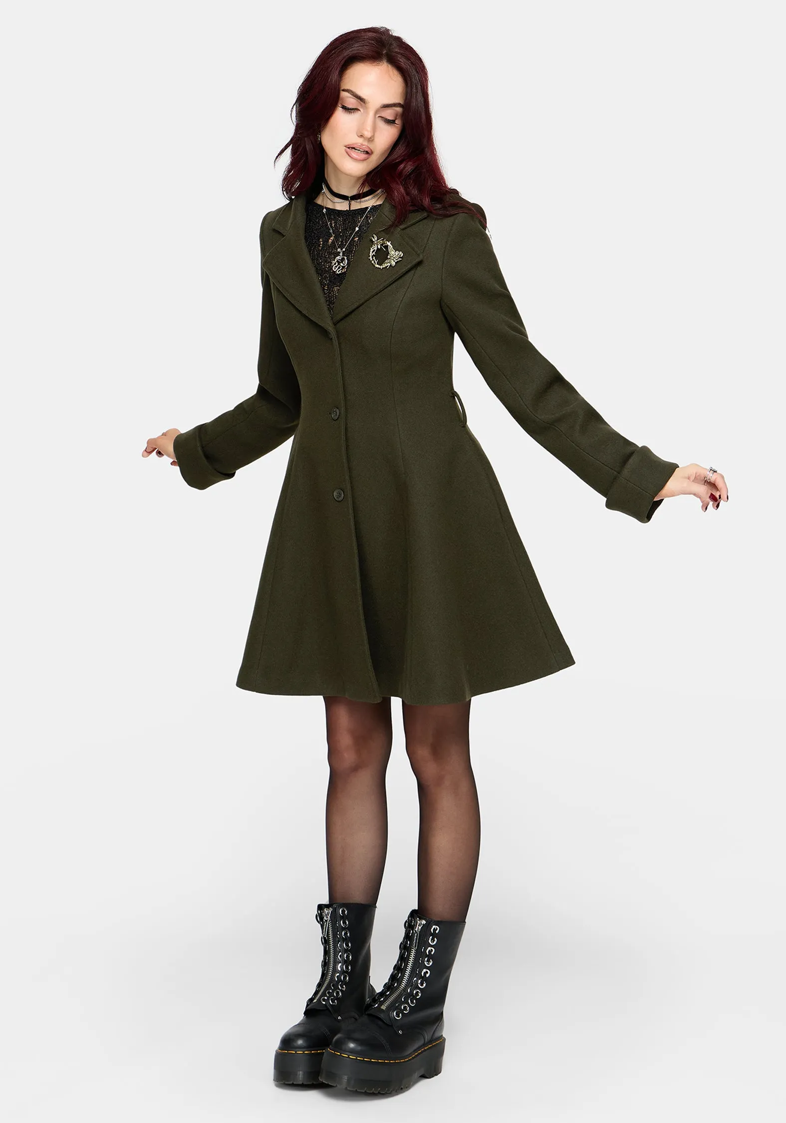 Cyrene Belted Removable Hood Coat sold by Disturbia product image thumbnail 4