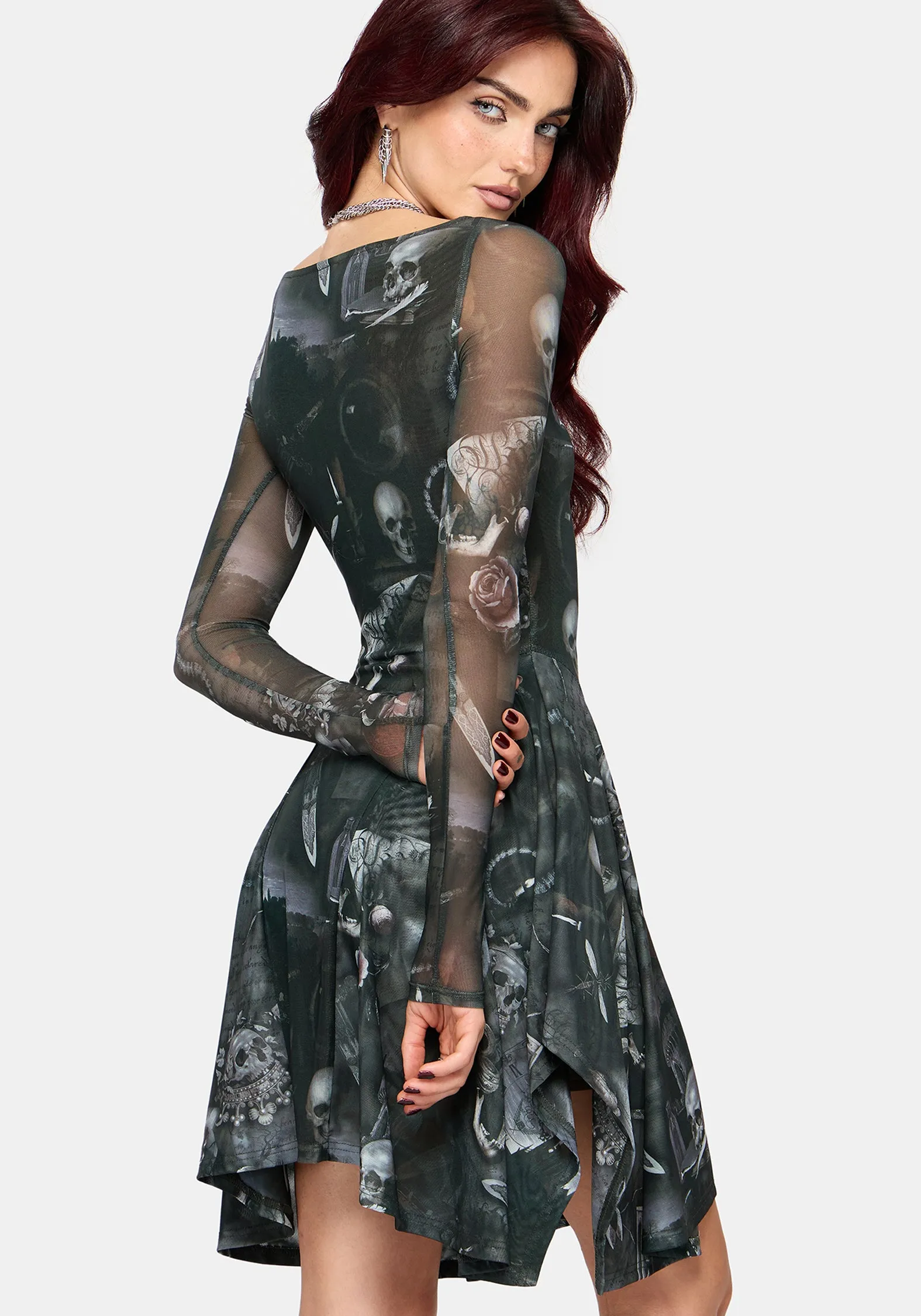 Nox Print Mesh Panelled Skirt Mini Dress sold by Disturbia product image thumbnail 5