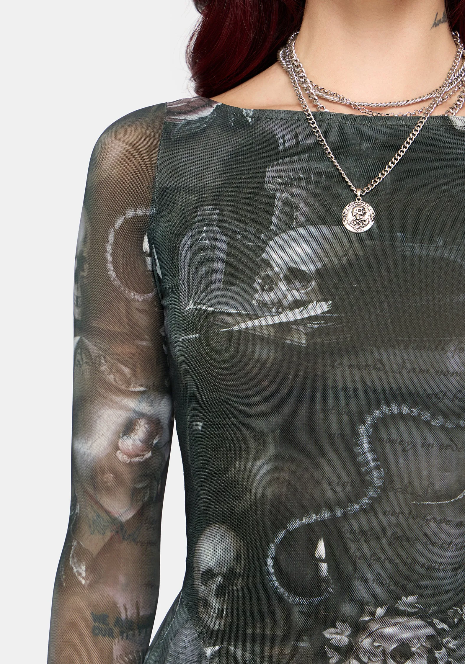 Nox Print Mesh Panelled Skirt Mini Dress sold by Disturbia product image thumbnail 2