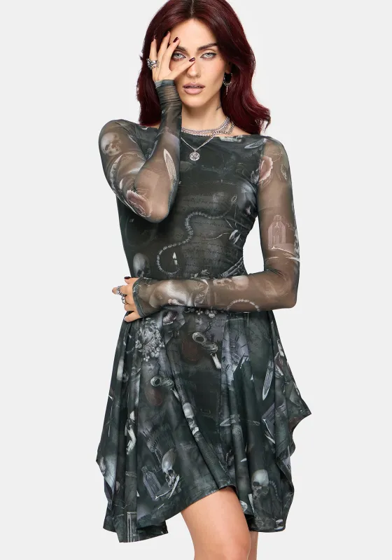 Nox Print Mesh Panelled Skirt Mini Dress made by Disturbia