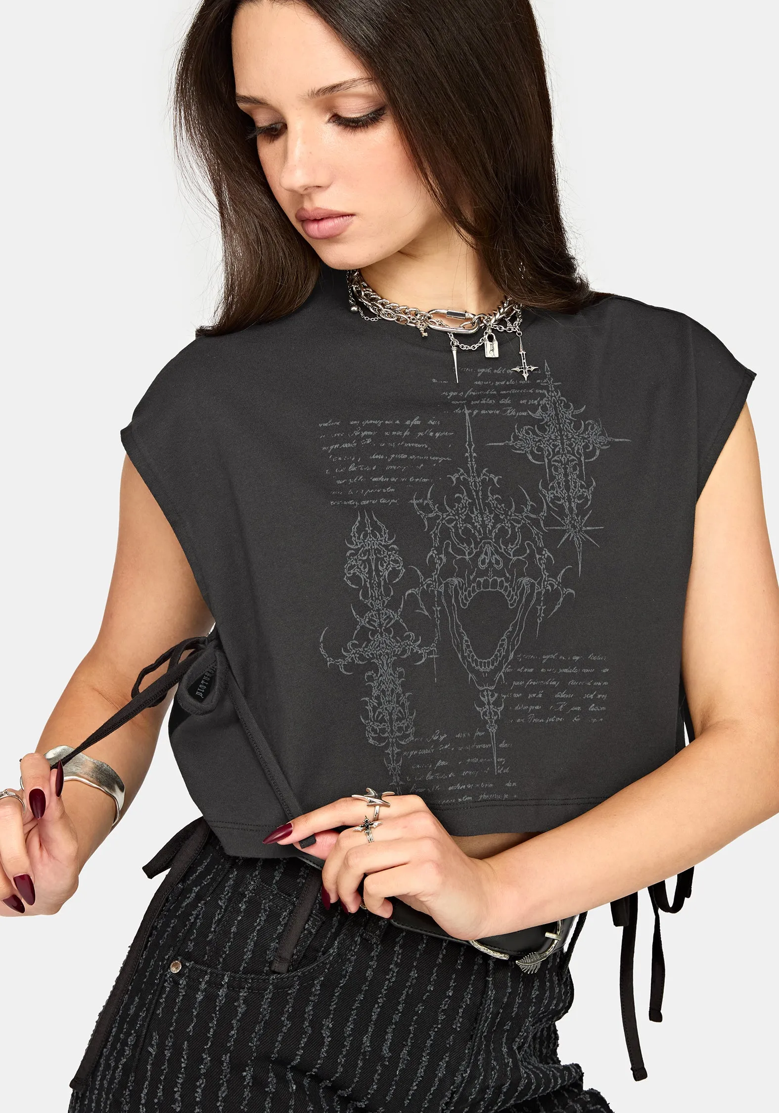 Alana Tie Side Graphic Crop Top sold by Disturbia product image thumbnail 5