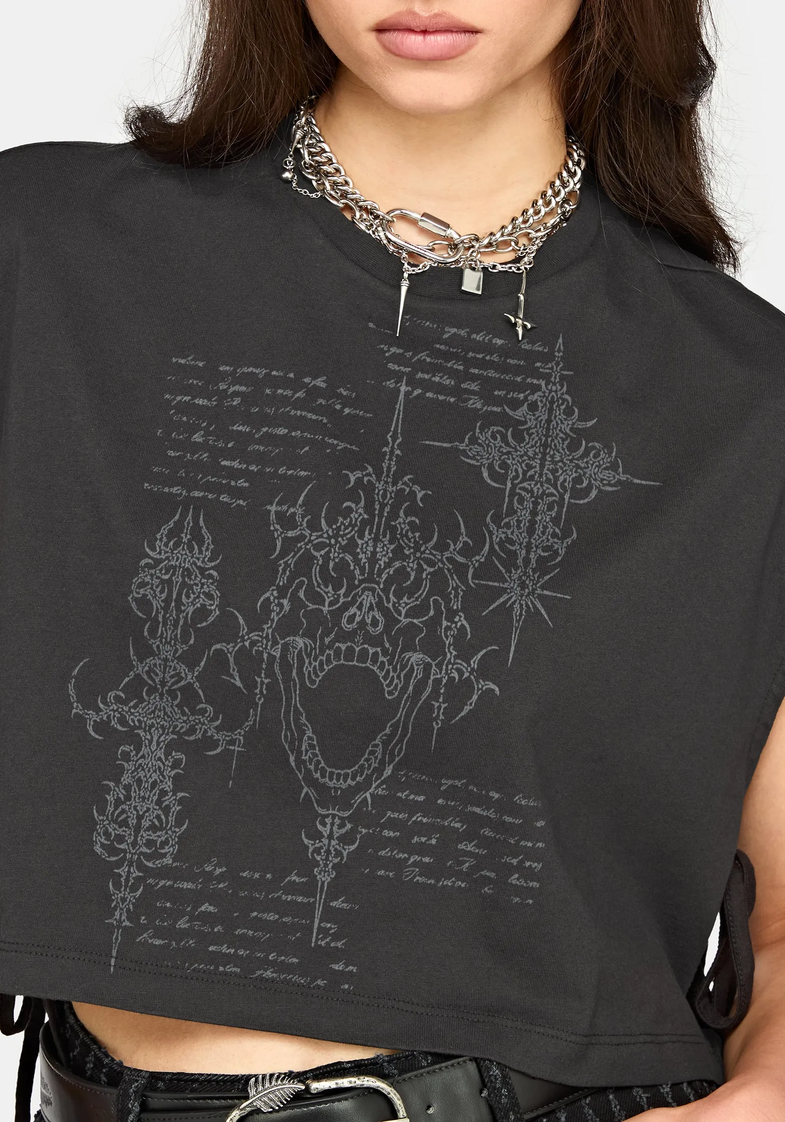 Alana Tie Side Graphic Crop Top sold by Disturbia product image thumbnail 2