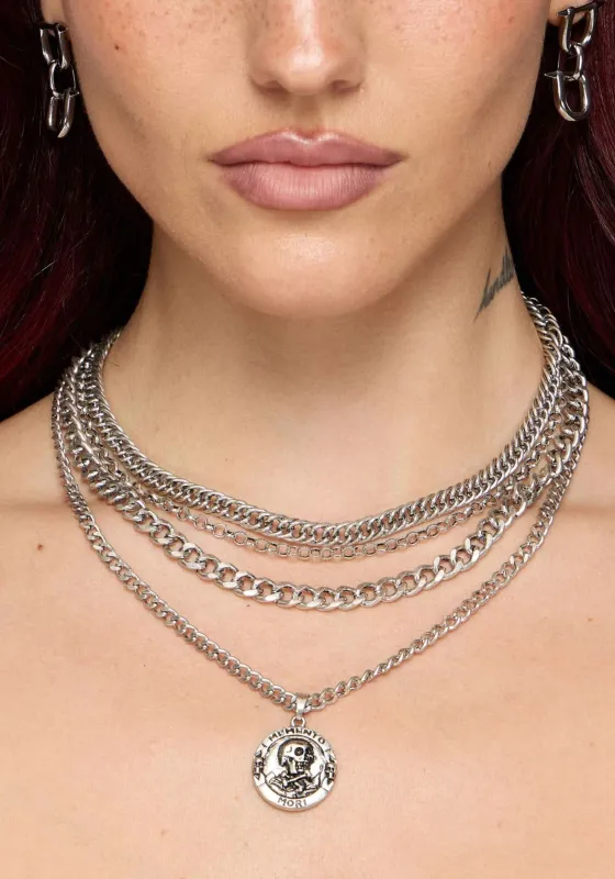 Memento Mori Layered Chain Necklace made by Disturbia