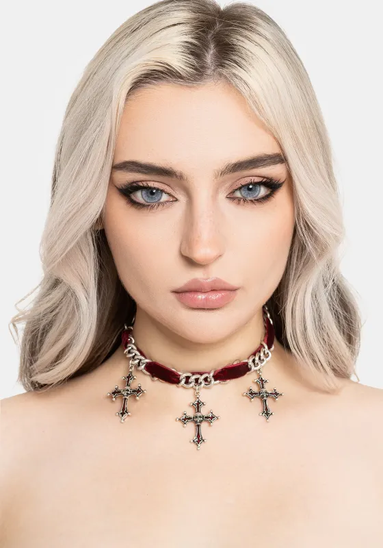 Vaelis Cross Ribbon Chain Necklace made by Disturbia