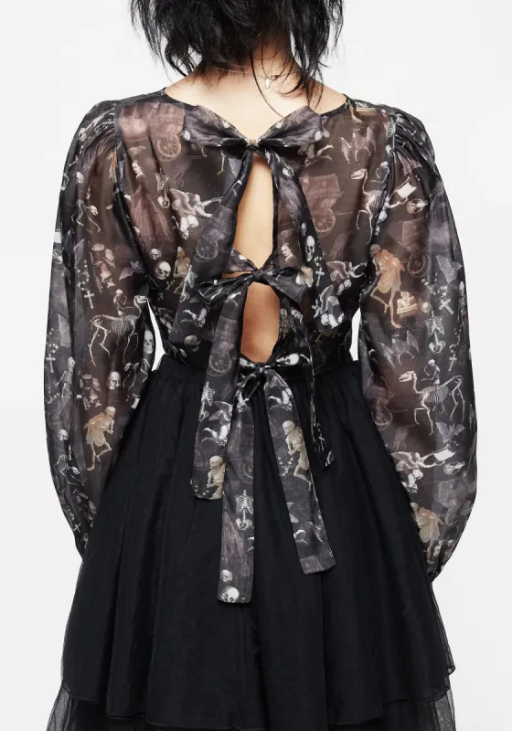 Melancholia Puff Sleeve Tie Back Organza Crop Top sold by Disturbia