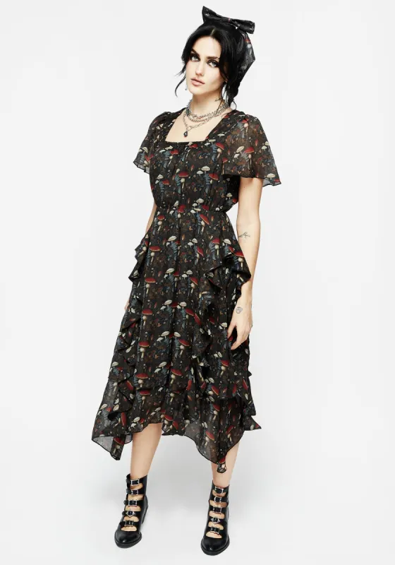 Amanita Chiffon Handkerchief Hem Midaxi Dress sold by Disturbia