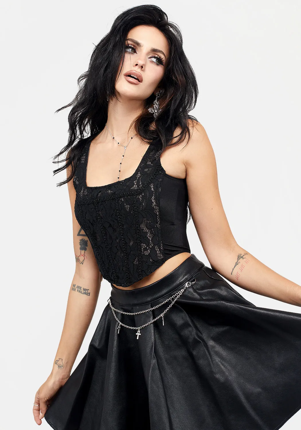 Scintilla Lace Panelled Corset sold by Disturbia