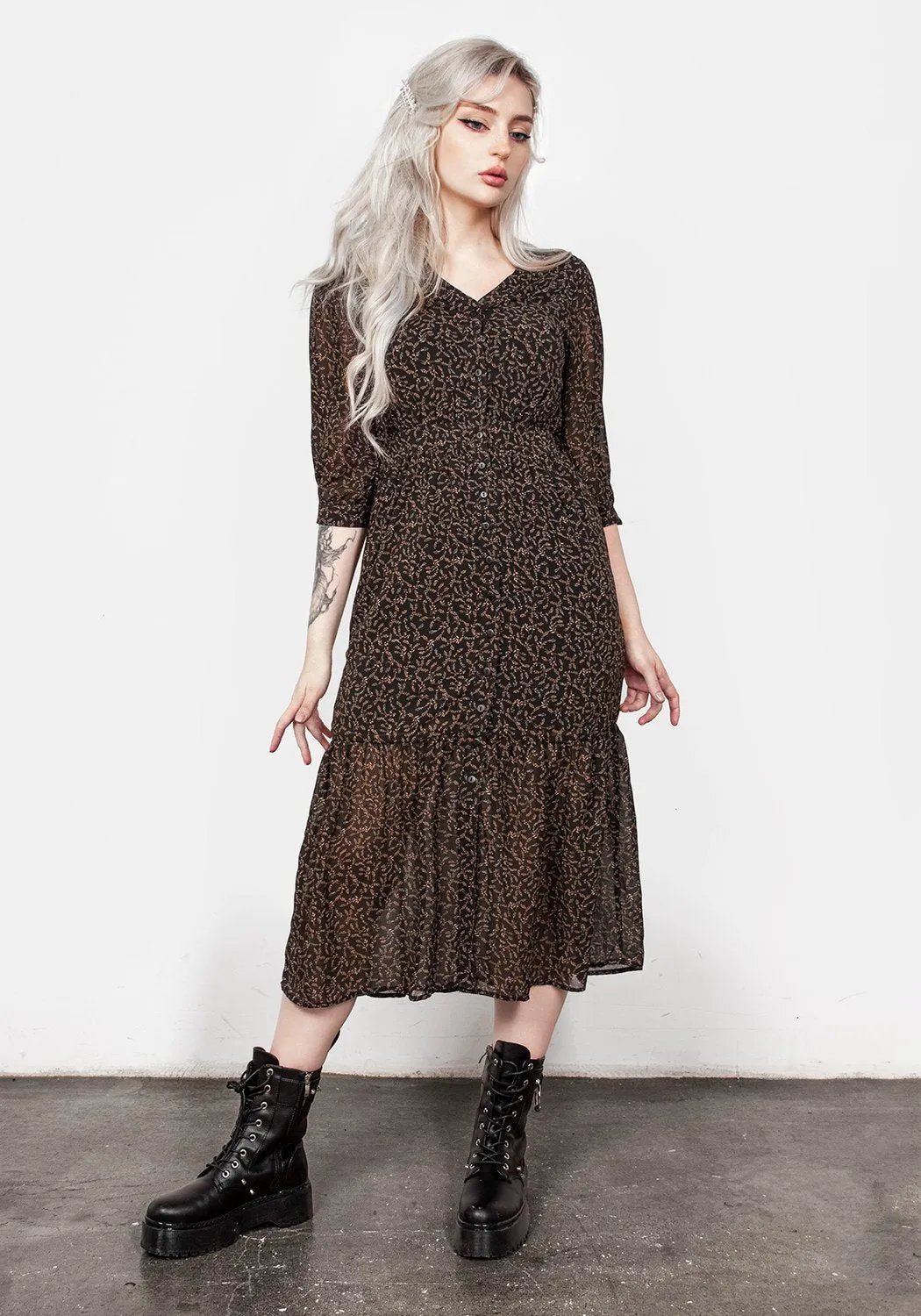 Delphinium Button Up Midi Dress sold by Disturbia