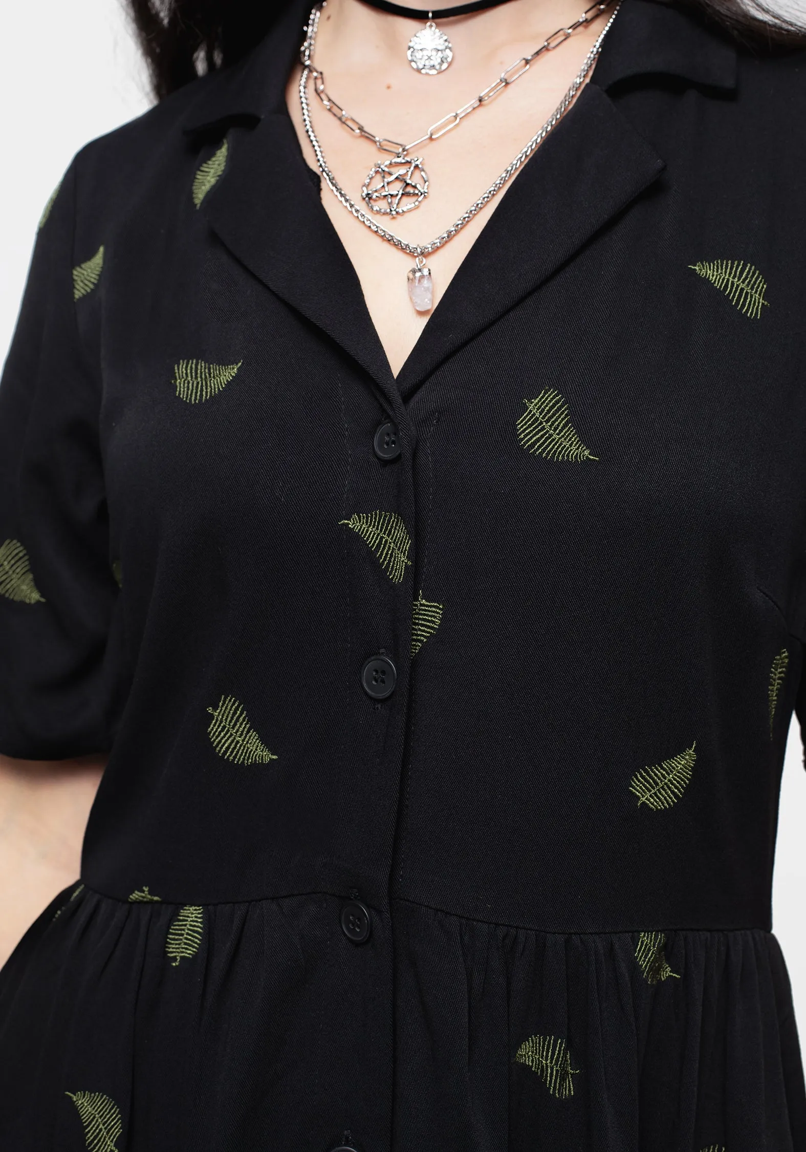 Osmunda Fern Embroidered Midi Shirt Dress sold by Disturbia product image thumbnail 2