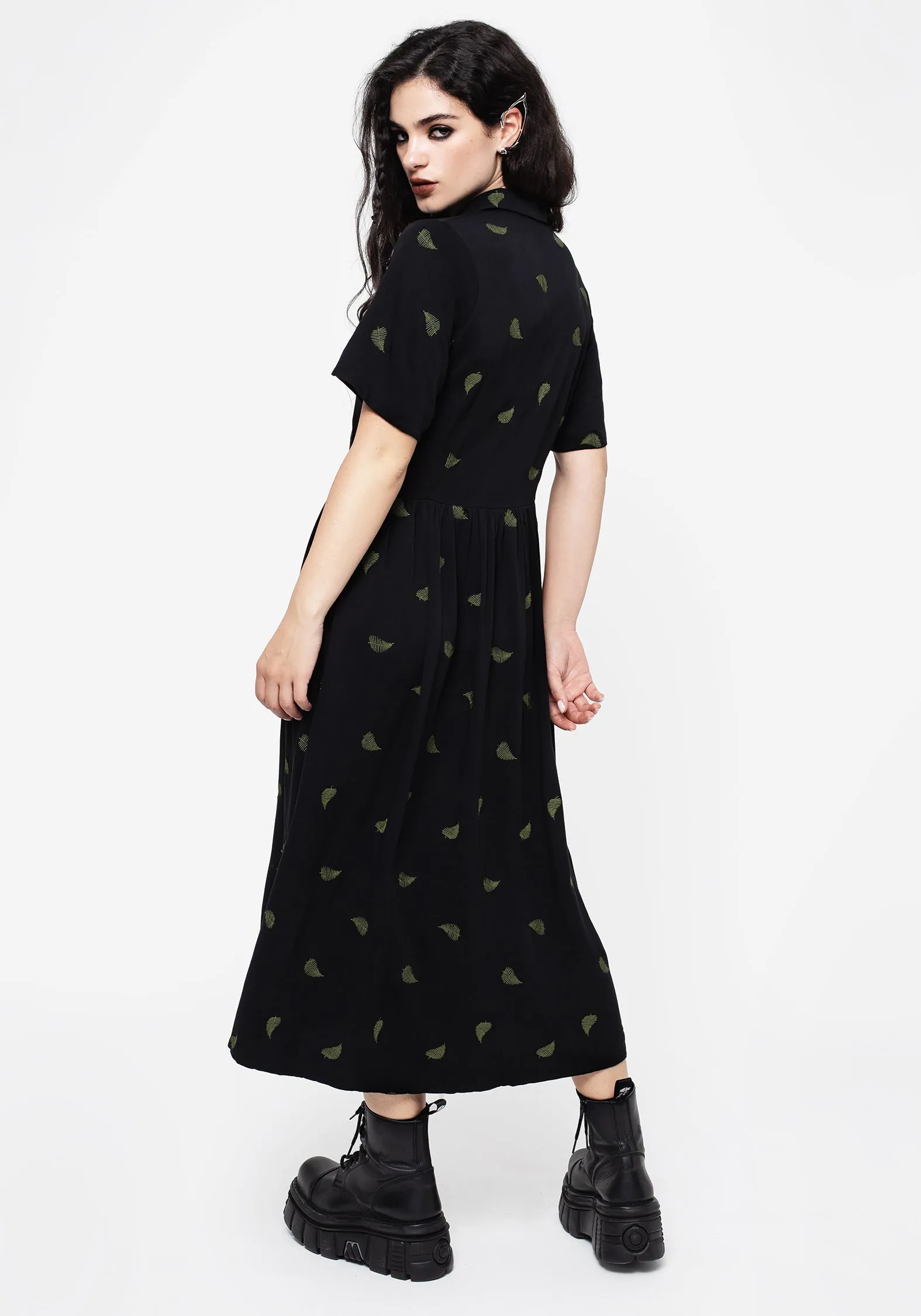 Osmunda Fern Embroidered Midi Shirt Dress sold by Disturbia product image thumbnail 3