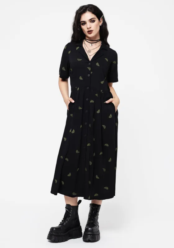 Osmunda Fern Embroidered Midi Shirt Dress sold by Disturbia