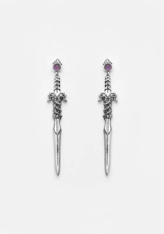 RITUAL DAGGER AMETHYST DROP EARRINGS sold by Disturbia