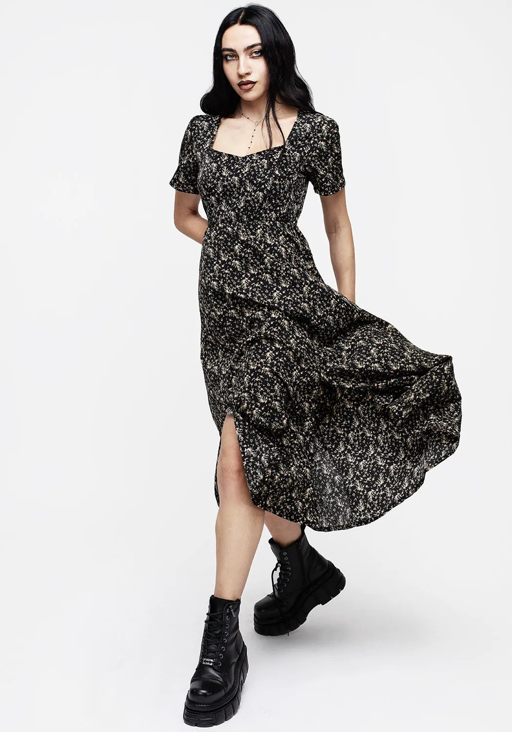 Gardenia Print Split Midaxi Dress sold by Disturbia product image thumbnail 5