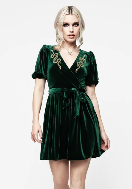 Zarina Embroidered Mini Wrap Dress sold by Disturbia