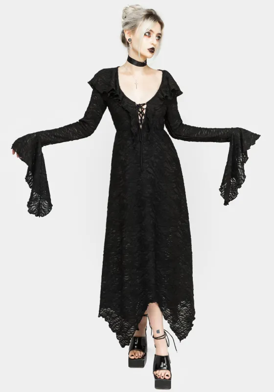 Jessel Distressed Cascade Handkerchief Hem Midi Dress sold by Disturbia