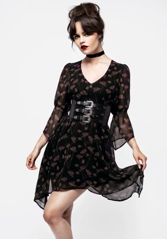 Judas V-Neck Flute Sleeve Mini Shirt Dress sold by Disturbia