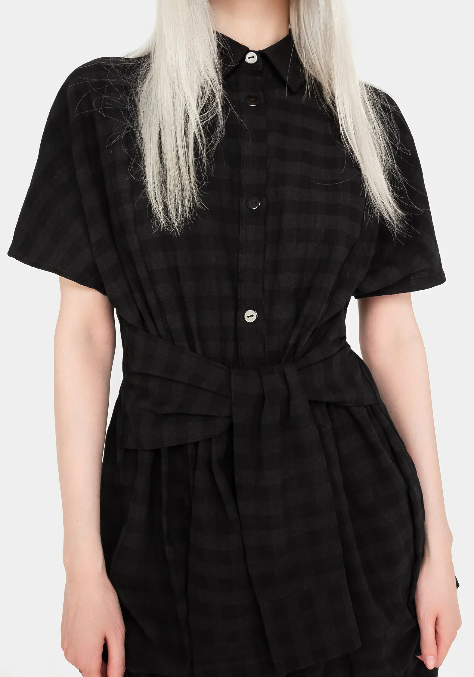 Hattie Shirt Sleeve Tie Waist Shirt Dress sold by Disturbia product image thumbnail 2