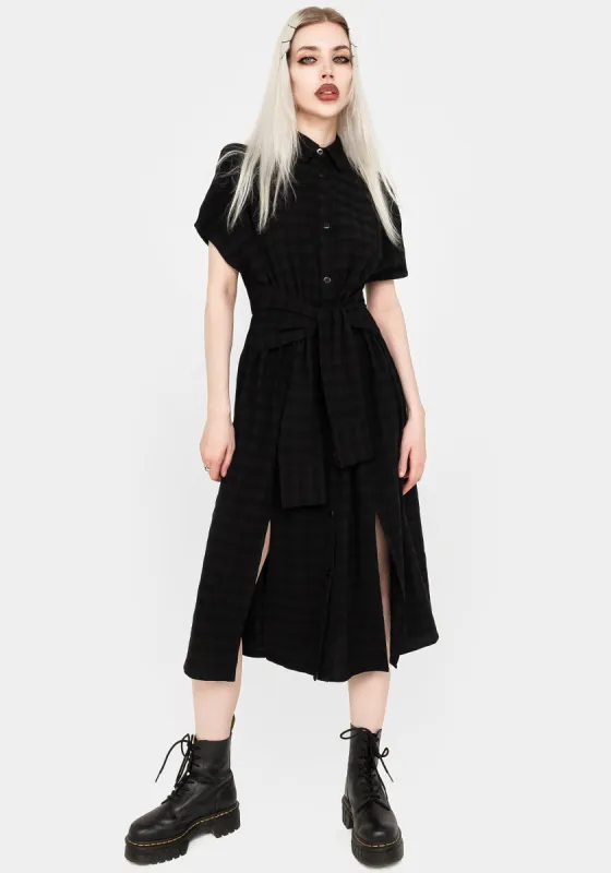 Hattie Shirt Sleeve Tie Waist Shirt Dress sold by Disturbia