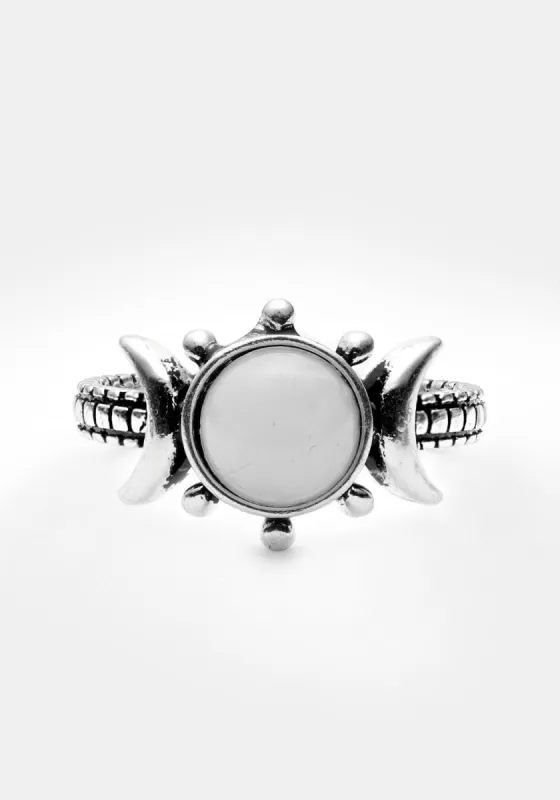 GODDESS TRIPLE MOON MOONSTONE RING made by Disturbia