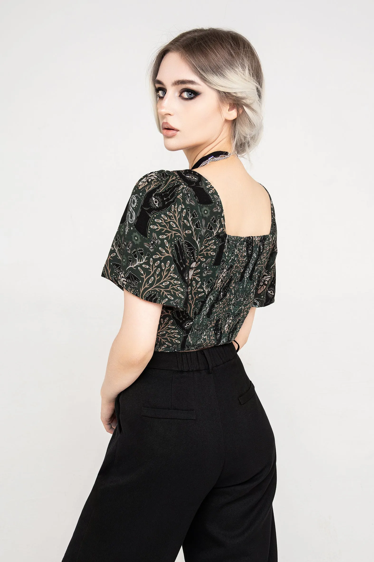 Hemlock Button Up Crop Top - Green sold by Disturbia product image thumbnail 3