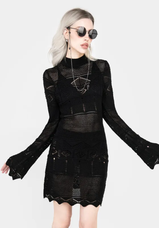 Entice Pointelle Mini Dress sold by Disturbia