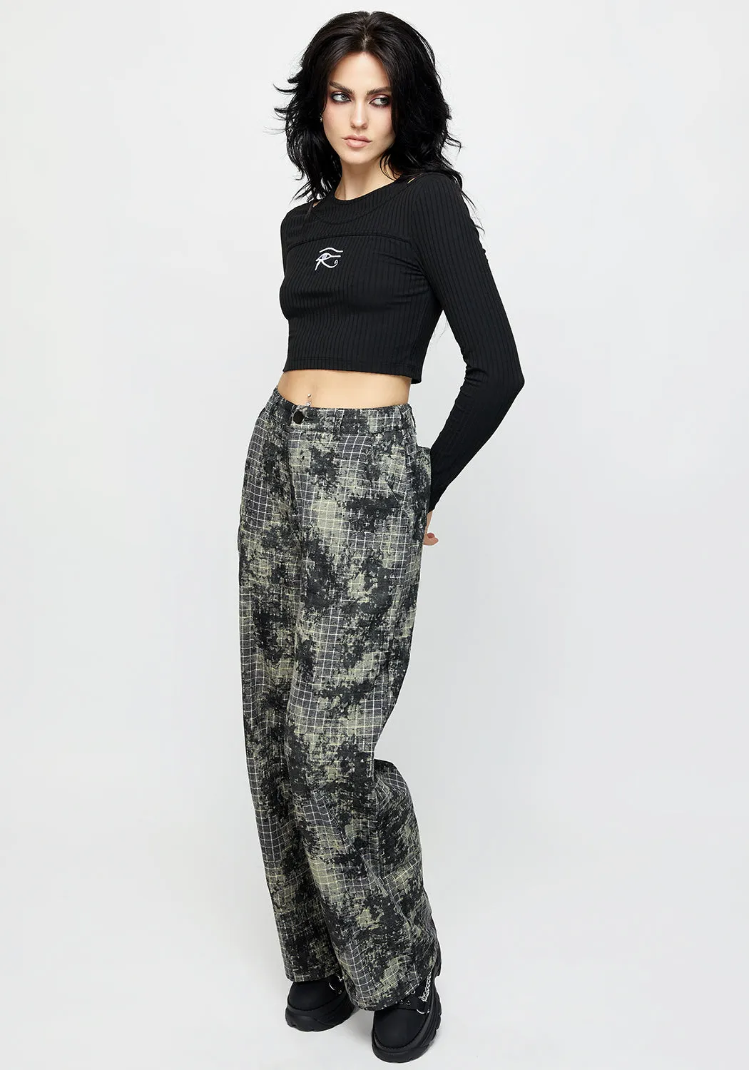 Eye of Horus Rib Cut Out Long Sleeve Top sold by Disturbia product image thumbnail 5