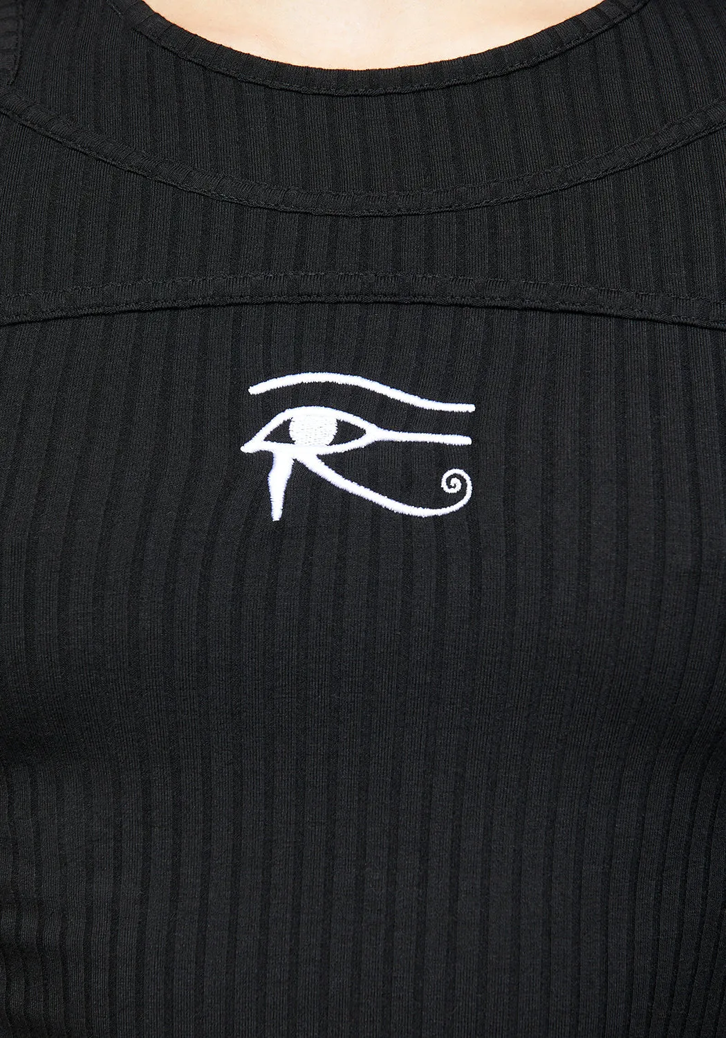 Eye of Horus Rib Cut Out Long Sleeve Top sold by Disturbia product image thumbnail 2