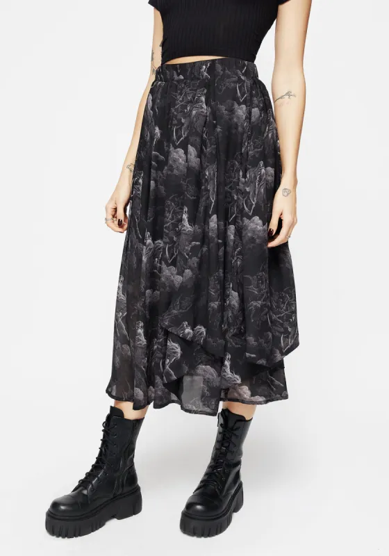 Revelation Chiffon Frill Midi Skirt sold by Disturbia