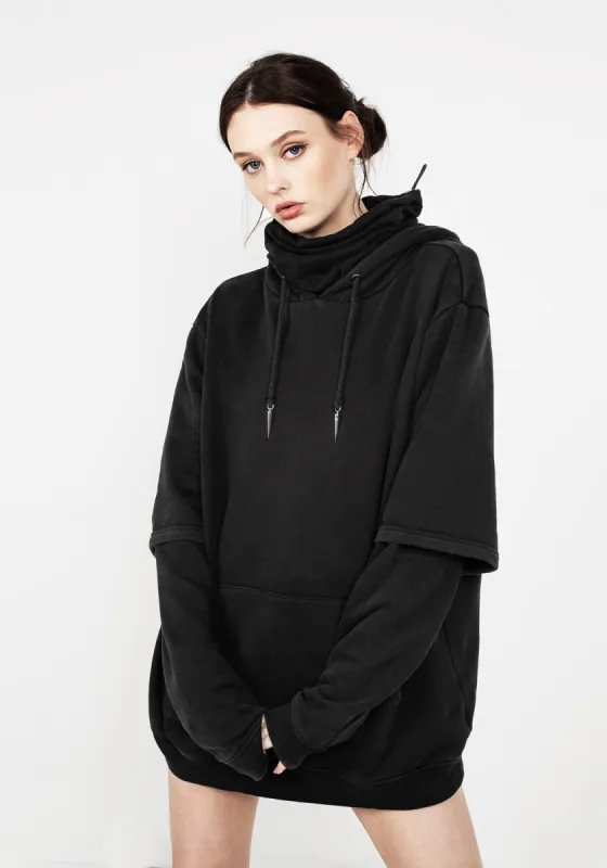 Spike Face Cowl Washed Hoody sold by Disturbia