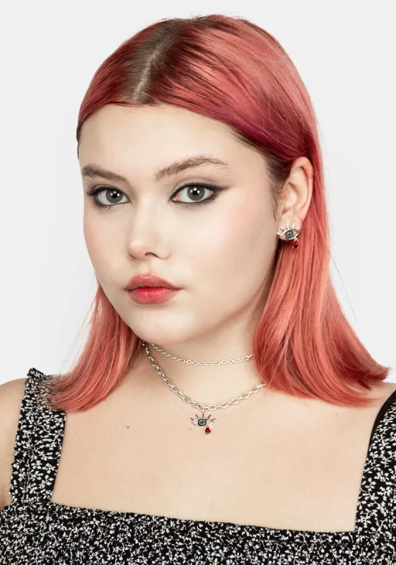 BLEEDING EYE CZ CHAIN CHOKER sold by Disturbia