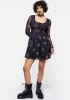 Monica Floral Mesh Skater Dress sold by Disturbia