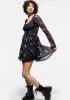 Monica Floral Mesh Skater Dress sold by Disturbia