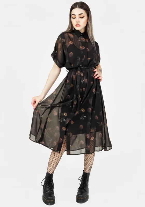 Monica Floral Chiffon Midi Shirt Dress sold by Disturbia