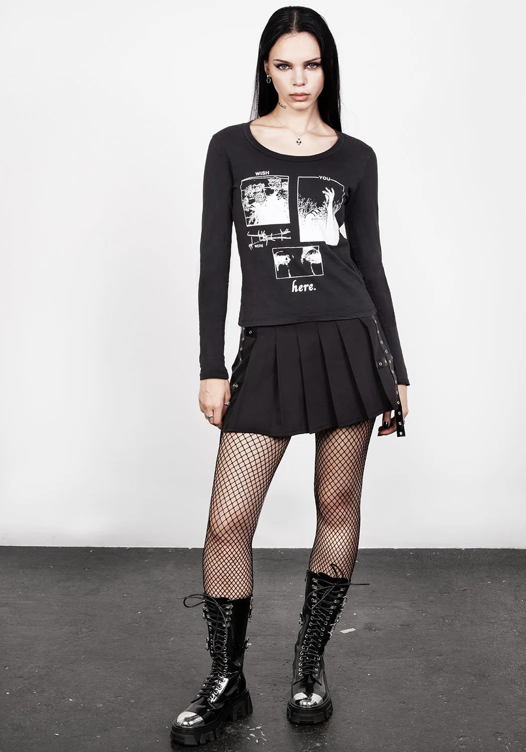 Wish Washed Black Scoop Neck T-Shirt sold by Disturbia product image thumbnail 3