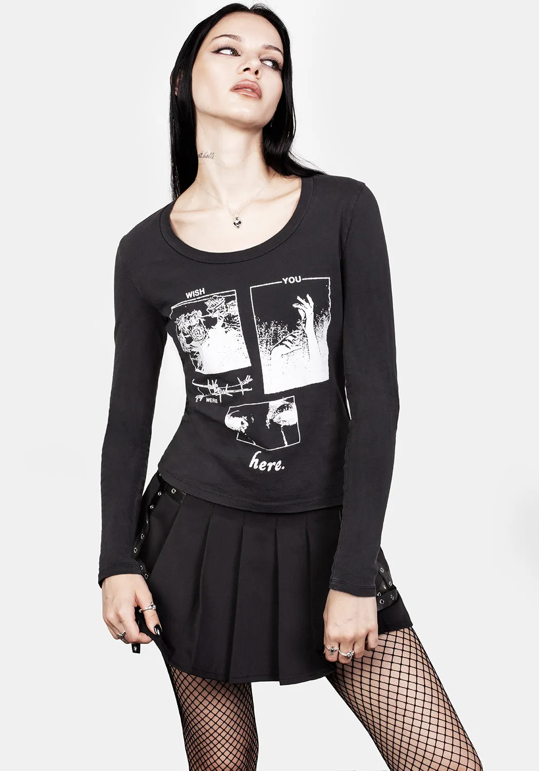 Wish Washed Black Scoop Neck T-Shirt sold by Disturbia product image thumbnail 5
