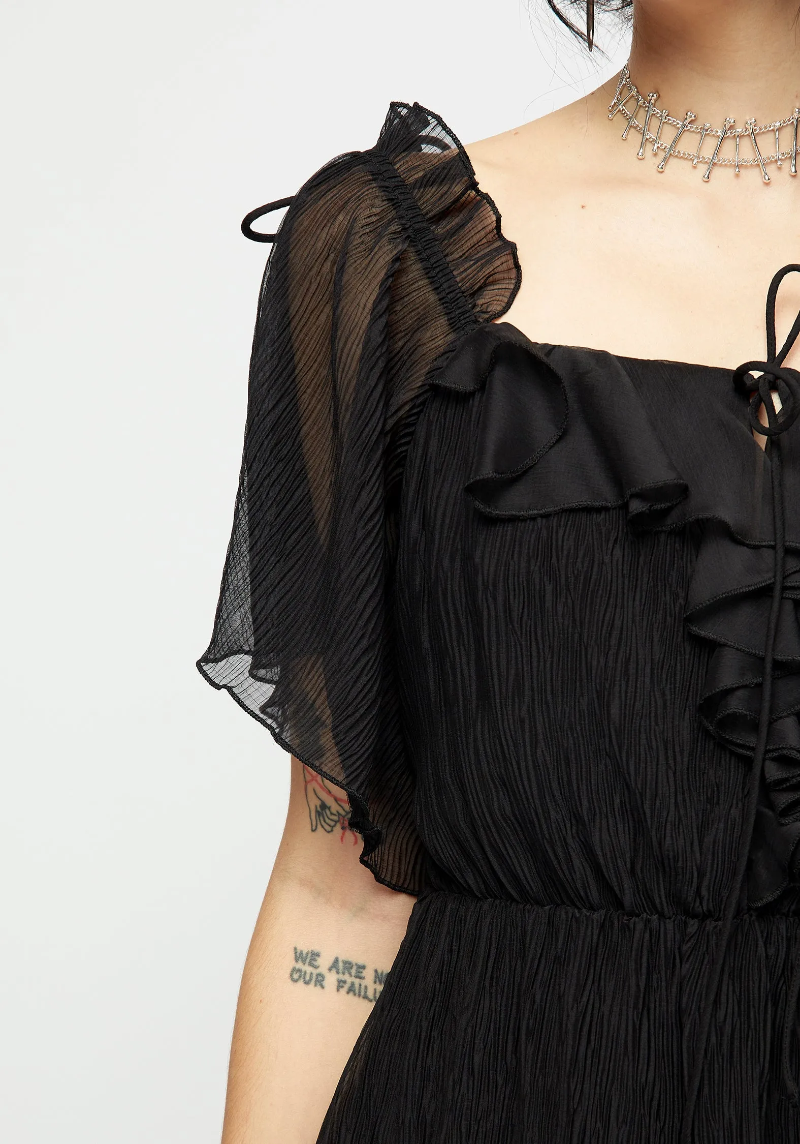 Lucien Textured Angel Sleeve Mini Dress sold by Disturbia product image thumbnail 2