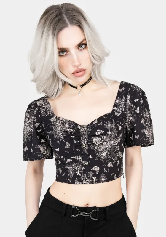 Thalia Button Front Crop Top sold by Disturbia