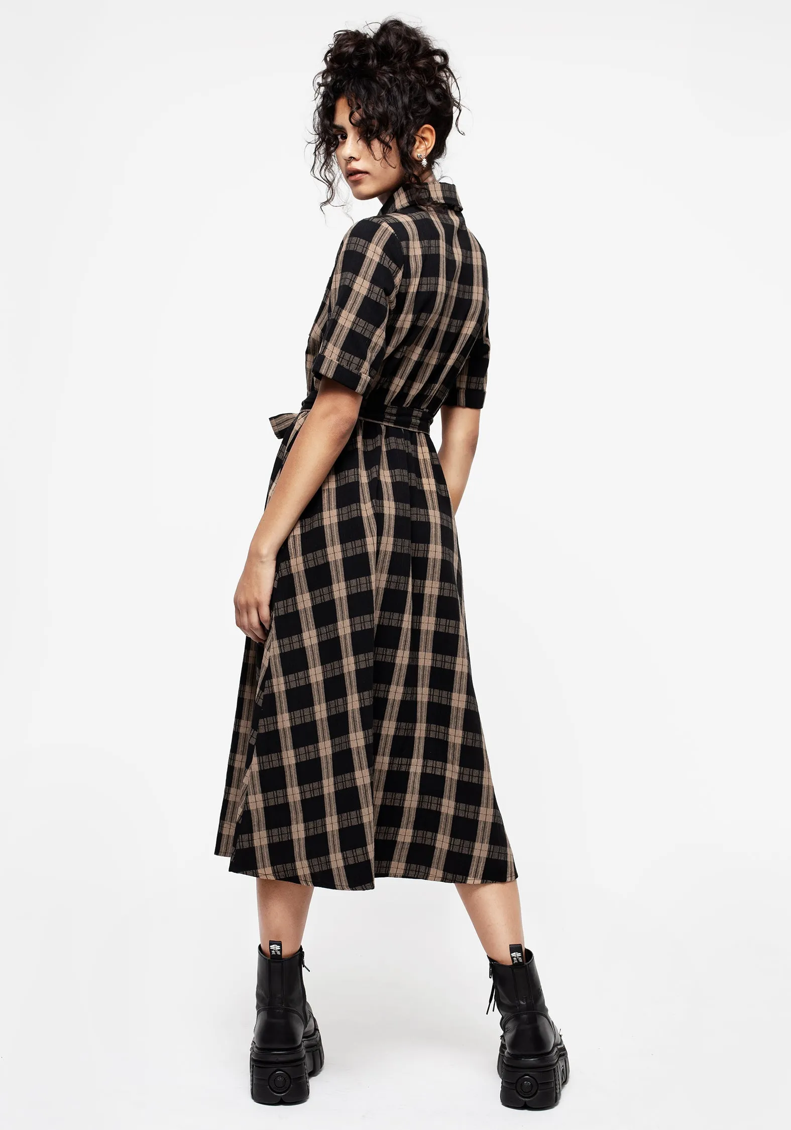 Rogue Check Cotton Midi Shirt Dress sold by Disturbia product image thumbnail 3