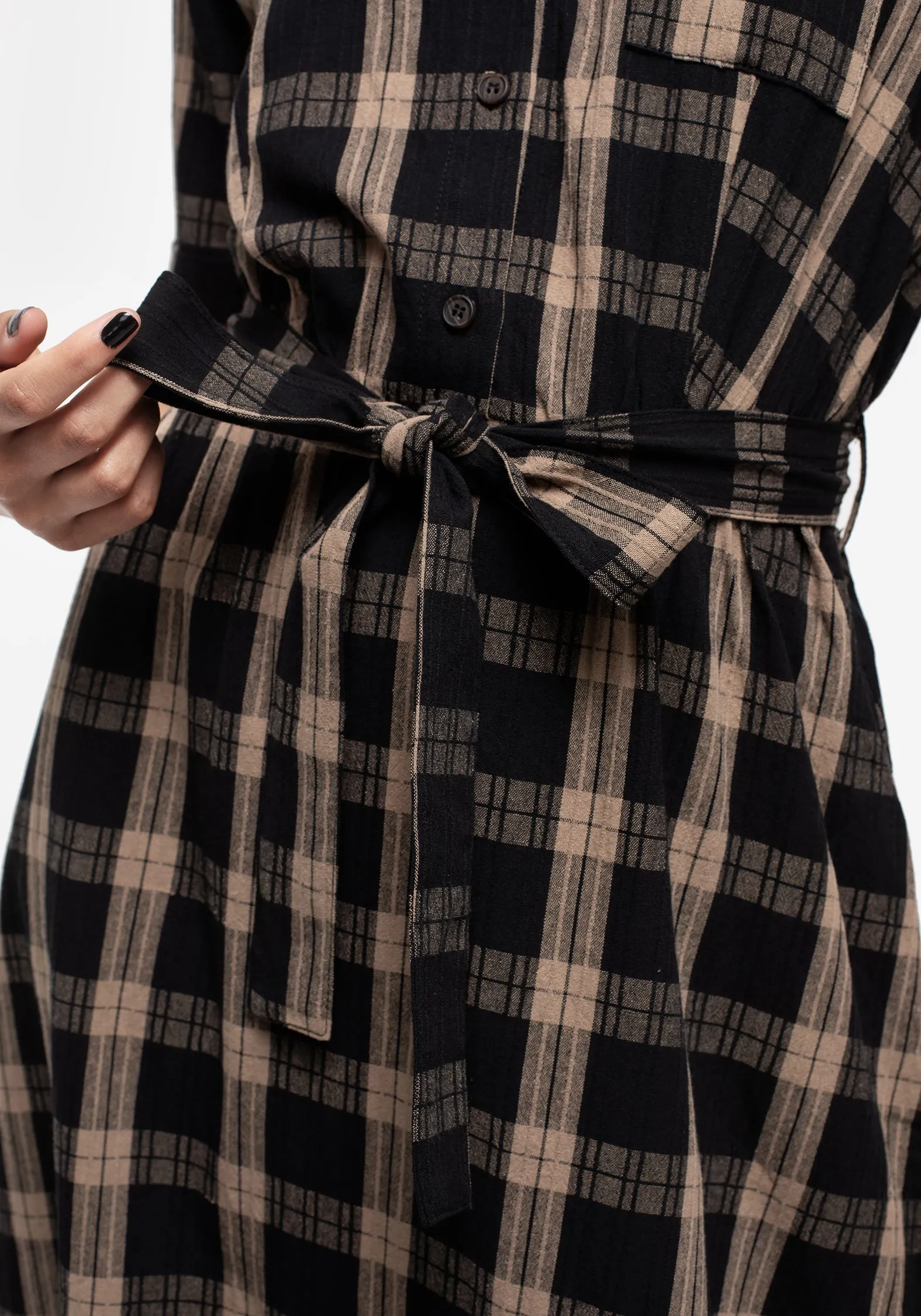 Rogue Check Cotton Midi Shirt Dress sold by Disturbia product image thumbnail 2