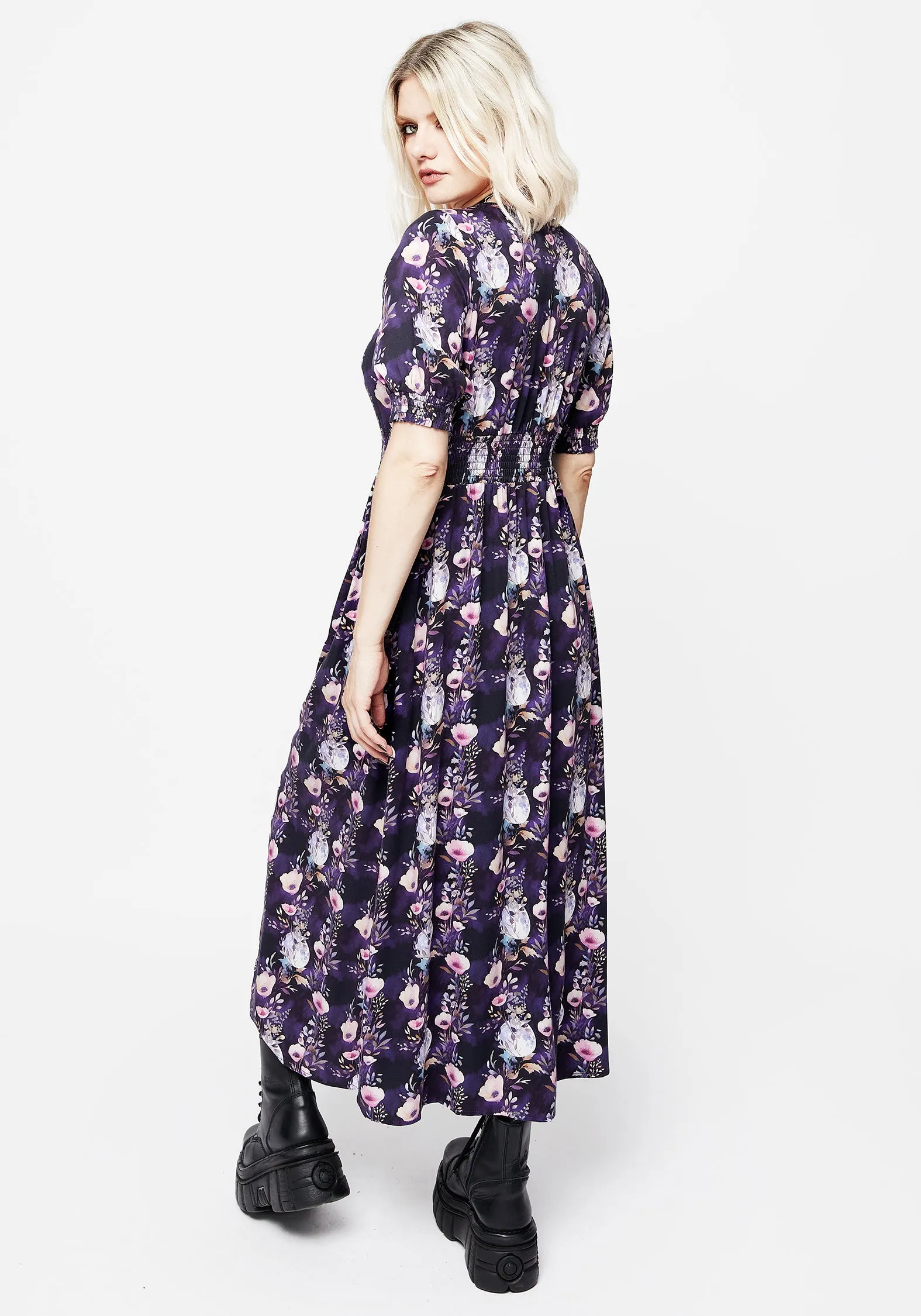 Socordia Floral Moon Ruched Waist Midaxi Dress sold by Disturbia product image thumbnail 3