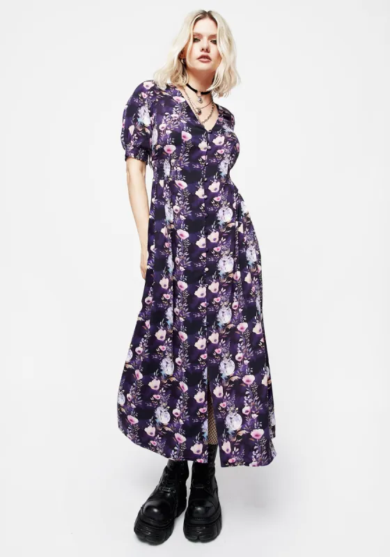 Socordia Floral Moon Ruched Waist Midaxi Dress sold by Disturbia