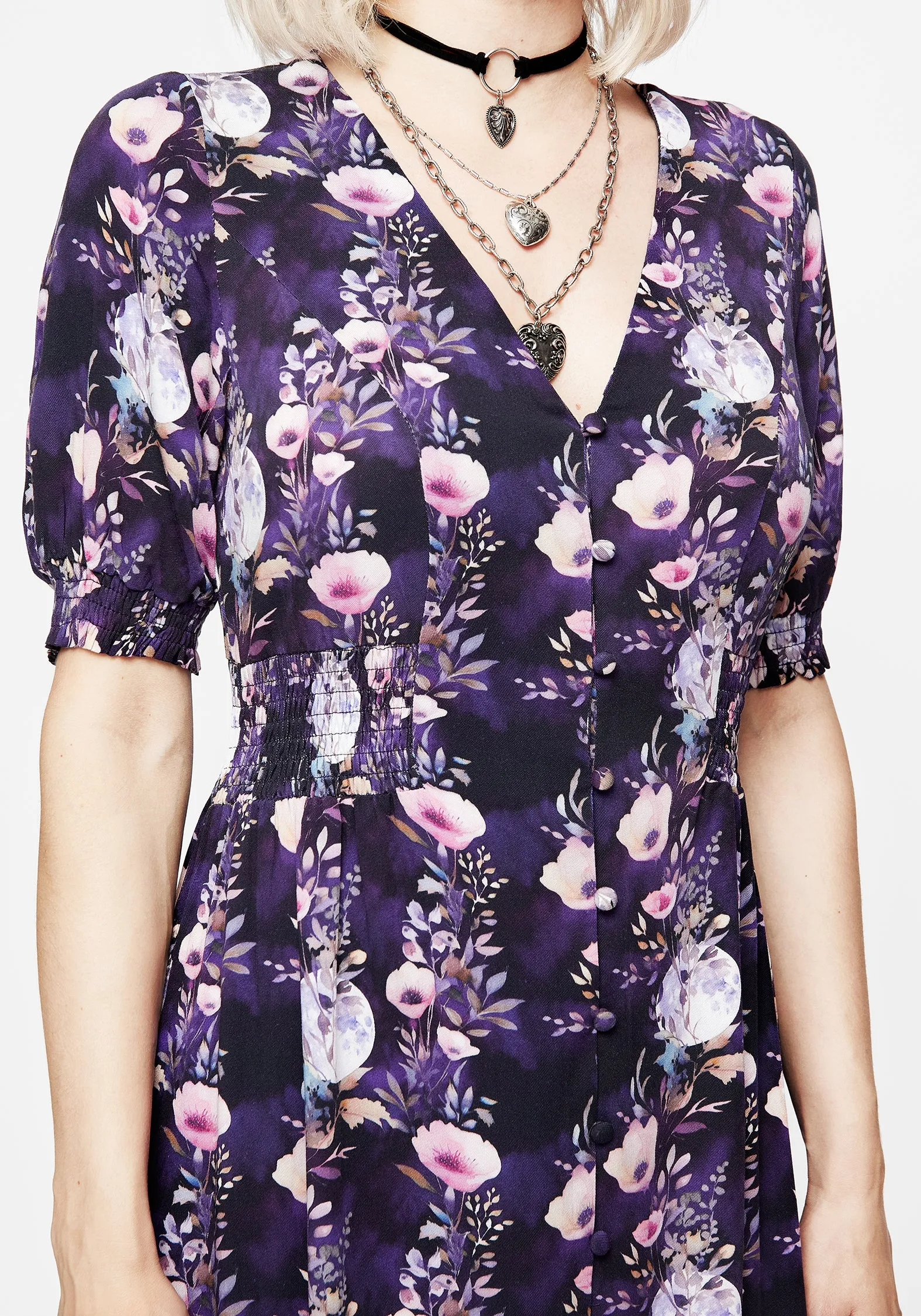 Socordia Floral Moon Ruched Waist Midaxi Dress sold by Disturbia product image thumbnail 2