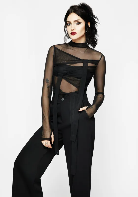 Madison Ruched Mesh Top sold by Disturbia